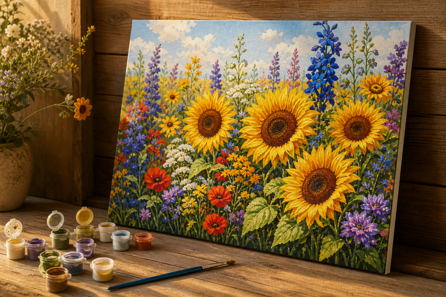 Schilderen op nummer met bloemen